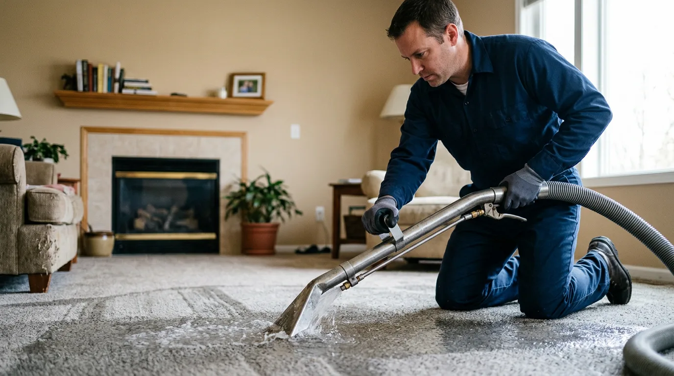 Water damage restoration technician working near Jemison, AL